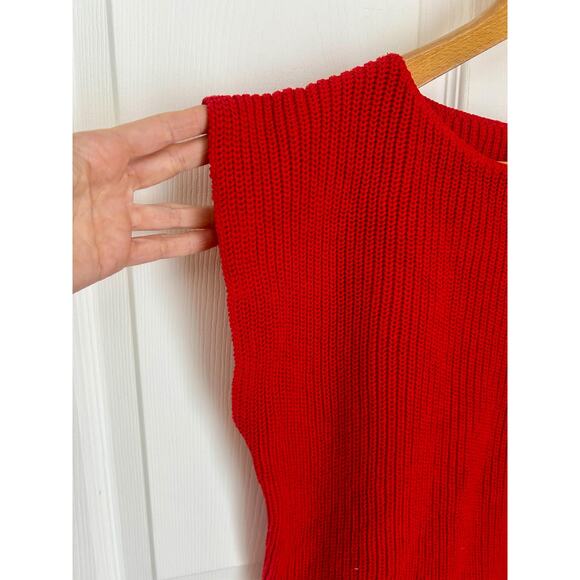 1990's 100% Cotton Red Short Sleeve Sweater Size Small | Calvin Klein - Picture 6 of 8